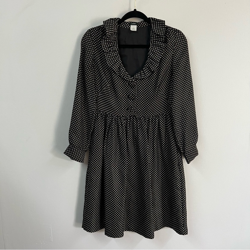 J.Crew Silk Polka Dot Ruffle Dress